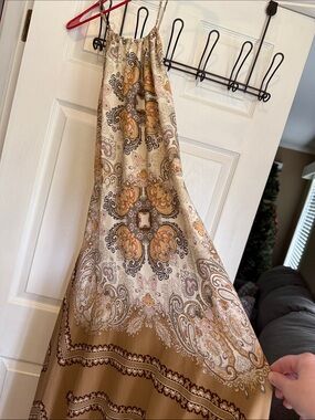 Aakaa Paisley Panel Curtain in Tan, Cream, Gold and Pink